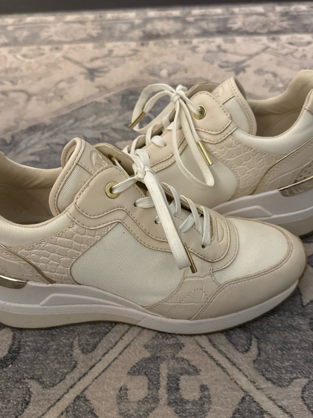 MICHAEL Michael Kors Cream and White Platform Lace-Up Sneakers